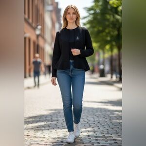 Anthropologie Dolan Left Coast Collection Black cotton open front  Jacket sz L